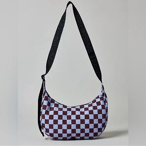 Baggu Blue and Brown Check Medium Crescent Bag Urban Outfitters Exclusive (NWT)
